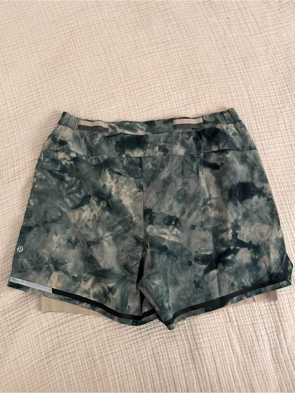 Lululemon Surge Lined Shorts Green Black Tie Dye